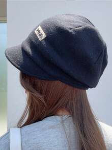 1 Peça Gorro de Malha Quente com Etiqueta de Costura em Padrão de Cor Sólida Minimalista, Unissex, Adequado para Atividades ao Ar Livre, Streetwear, Uso Diário, Opções Multicoloridas, Outono/Inverno