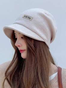 1 Peça Gorro de Malha Quente com Etiqueta de Costura em Padrão de Cor Sólida Minimalista, Unissex, Adequado para Atividades ao Ar Livre, Streetwear, Uso Diário, Opções Multicoloridas, Outono/Inverno