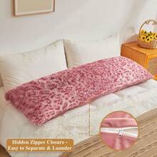 20x54 Fluffy Cheetah Print Body Pillow Cover, Leopard Print Plush Fuzzy Pillowcase With Zipper, Farmhouse Shaggy Long Pillow Cover Women Side Sleepers, Pink - 獵豹紋棕色 - 查看 10