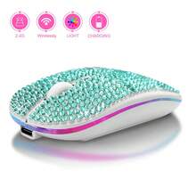 1个闪亮多彩可充电无线鼠标，2.4GHz+5.2GHz双模无线鼠标，水晶钻石镶嵌表面，符合人体工学设计，静音点击，兼容Windows/MacOS/iOS/Android/Linux系统。精致闪亮的无线鼠标，是送给她的完美礼物，生日、节日皆宜。 - 彩色 - 查看 26