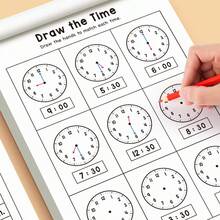 时间认知练习册：32页模拟和数字时间技能培养手册——日常时间匹配、涂色活动和读钟练习，适用于家庭、学习空间和独立练习（循序渐进的时间掌握资源） - 彩色 - 查看 5