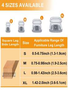 4/8/16/24PCS Square-Chair Leg Floor Protectors,Silicone Furniture Pads For Hardwood Floors, Furniture Sliders For Chair Legs, Rectangle Floor Protectors For Chairs, Silicone Chair Leg Caps Cover,Effectively Protect The Floor And Table Legs,Reduce Noise(Light Gray) - Light Grey - View 4