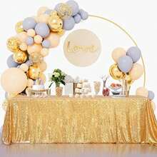 -COOL - Mantel Rectangular de Lentejuelas para San Valentín, Navidad, 60 x 102 Pulgadas, sin Costuras, Tela de Lentejuelas Rojas, para decoración(228.6 x 228.6 cm (Rectangular) Dorado) - Multicolor - Ver 4