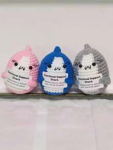 Penguin Gift Set, Includes Crochet Penguin Pendant, Stress Relief Shark, Inspirational Crochet Decor, Desktop Decor, Inspirational Card, Desktop Planter, Cute Penguin Decor, Suitable For Christmas Stocking Stuffers, Christmas Gifts, Birthday And Emotional Decor - Crocheted Penguin - Pink - View 10