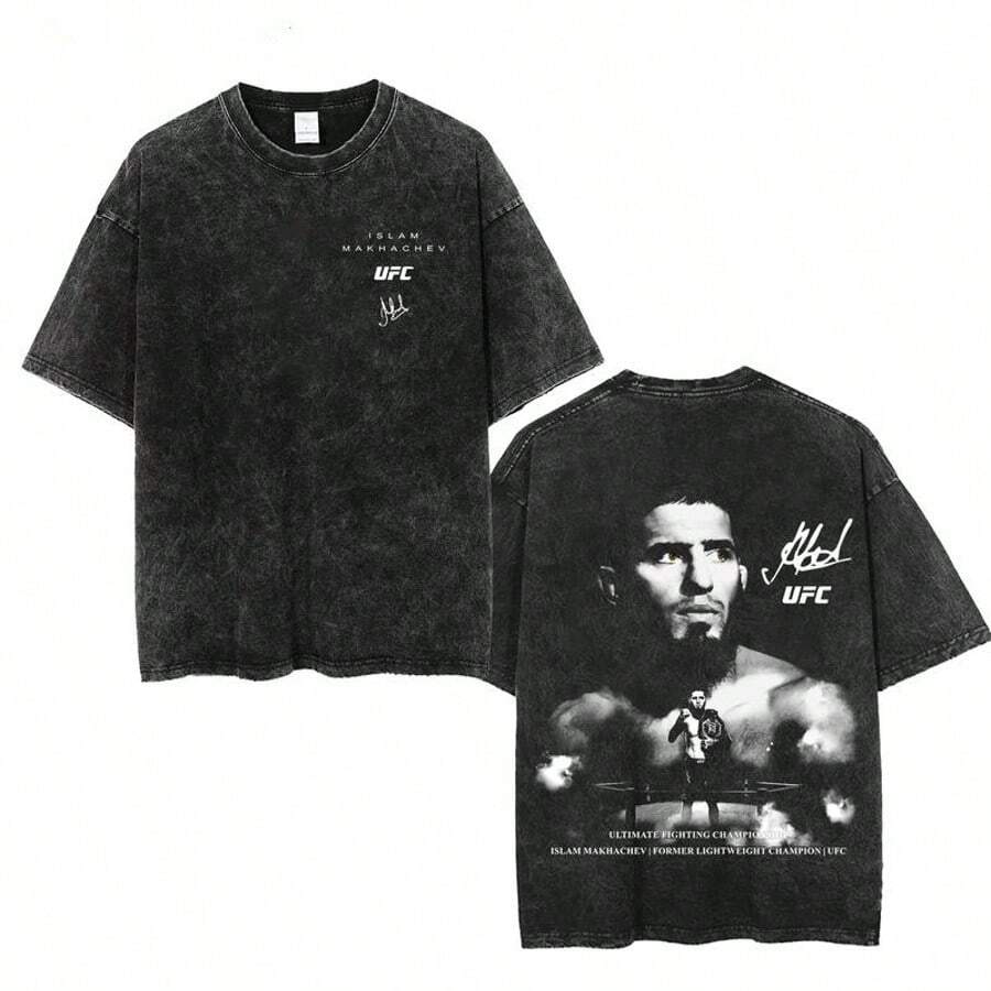 Islam Makhachev  322 Staredown Oversized Acid Wash T-Shirt, Graphic Vintage Washed Tee,  MMA Washed Shirt, Gym Wear, Gift For Fighters, Sports Apparel - màu đen - Xem 1