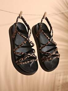 2025 New Thick Sole Sandals For Women, Summer Casual Outdoor Bohemian Style Flat Roman Sandals - Brown - View 1