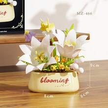 12pcs Micro Particle Flower Potted Building Blocks, Mini Particle Assembly, ABS Material, Suitable For Children 6+ Years Old, Develop Hands-On Ability, Can Be Desktop Decor, Window Display Collection, Holiday Small Gift, Gift Box Packaging - Multicolor - View 13