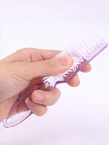 Multipurpose Silicone Nail Cleaning Brush With Dopamine Colorful Powder Handle, Large Transparent Goat Horn Shaped For Women Ladies Manicure Tool - Multicolor - View 8