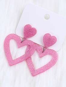 Pendientes colgantes con corazón rojo brillante para el Día de San Valentín: joyería acrílica elegante y versátil para uso diario y de fiesta - pendientes en forma de corazón - Ver 7