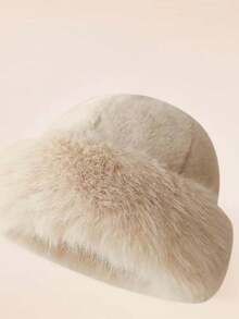 Fluffy Korean Style Winter Hat For Women, Thickened And Thermal-Lined Cute Solid Color Mongolian Style Outdoor Windproof Warm Hat Women's Hats, Winter Hats For Women, Versatile European And Korean Style Headwear, Essential Winter Warmer, Faux Fur Headband, Knitted Hat, Women's Hats And Hoods, Valentine's Day Gift - Multicolor - View 14