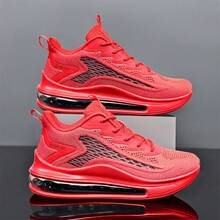 YTAT Men's Running Shoes Air Cushion Sports Shoes Light Tennis Walking Leisure Fitness Exercise - 紅色 - 查看 1