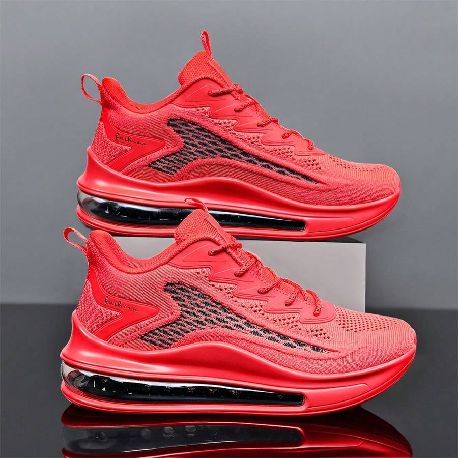 YTAT Men's Running Shoes Air Cushion Sports Shoes Light Tennis Walking Leisure Fitness Exercise - 紅色 - 查看 1