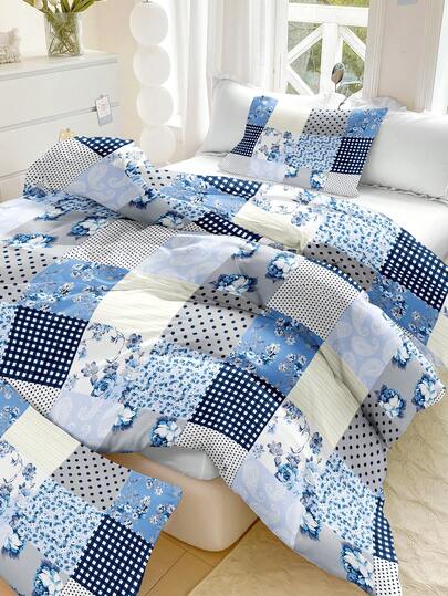 3pcs Floral Pattern Duvet Cover Set (1 Duvet Cover And 2 Pillow Shams), Soft And Skin-Friendly, Suitable For All Seasons