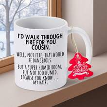 Funny Couple Mug - I'd Walk Through Fire You Coffee Cup With Humorous Married Couple Quote - 11oz Ceramic Cup With Handle -, Valentine's, Anniversary, Office Husband, Wife - Funny Birthday Present Idea, Holiday Present - Navy Blue - View 2
