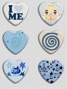 心形徽章，经典时尚徽章/胸针，2D平面设计，高品质金属饰品，适合装饰衣服、帽子、背包，是送给朋友、同学、同事和亲戚的趣味礼物。 - 彩色 - 查看 11