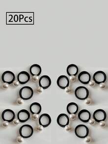 20/10/5/3/1 piezas Accesorios para el cabello con decoración de perlas falsas, sujetadores de coleta, coleteros, diademas, accesorios para el cabello, scrunchies suaves, herramientas multifuncionales para el peinado, bandas elásticas elegantes, bandas elásticas para el cabello para mujeres, suaves y no dañinos para el cabello, ligas para el cabello, cuerda para el cabello, bandas elásticas para accesorios de cabeza - Multicolor - Ver 8