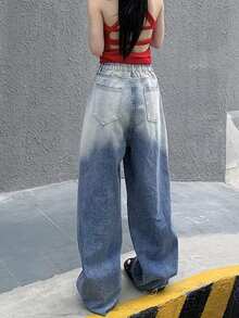 Retro Versatile Loose Wide Leg Jeans For Women, High-End Feel, Spring/Autumn - Blue - View 6