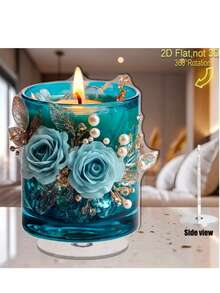 Urzekająca noc, szklana świeca bożonarodzeniowa i projekt domu – płaska dekoracja świąteczna z akrylu 2D, odpowiednia na werandę, do sypialni i salonu – najlepszy prezent świąteczny