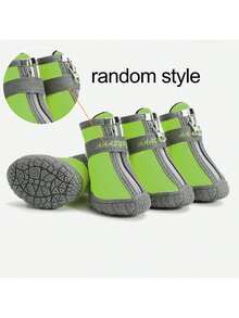 4pcs Set, Random Pattern, Waterproof Breathable Pet Dog Shoes, Anti-Slip Protective Outdoor Foot Covers For Teddy, Poodle And Other Small Dogs, All Seasons