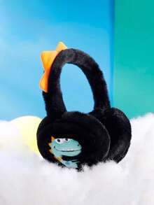 2pcs Kids Foldable Hamburger Earmuffs, Solid Color Earmuffs, Winter Cold-Proof And Freeze-Proof Plush Earmuffs, Stretchable Earmuffs, Warm Gloves - Navy Blue - View 6