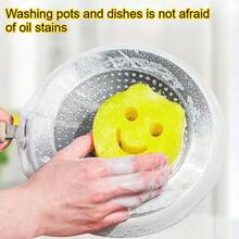 1/3pcs Multi-Color Kitchen Cleaning Sponge Set - Scratch-Resistant, Heat-Resistant, Commercial & Household Dish Washing Brush, Cartoon Smiling Face Dish Sponge, Kitchen Cleaning Sponge Pad, Dishwashing Cloth, Temperature Sensing Sponge Blocks - Multicolor - View 9