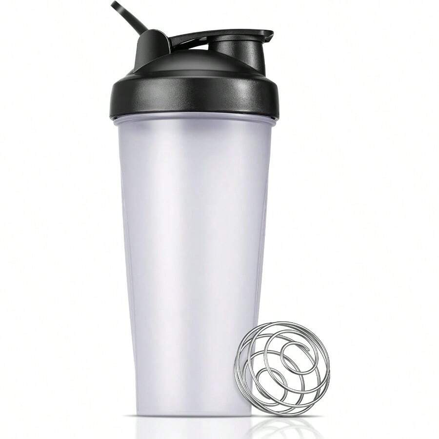 AMZCHEF Portable  Bottles Sports Shaker Bottle With Stainless Steel Whisk Ball - trắng - Xem 1