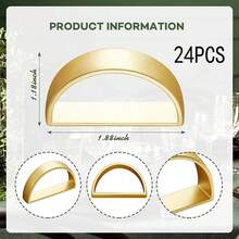 4-24pcs Matte Gold D-Shape Napkin Rings, Semi-Circle Gold Metal Napkin Holders, Tabletop Decor For Dining, Wedding, Party - Gold - View 8