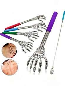 1个可调节不锈钢背部按摩器，带橡胶手柄，便携式背部按摩器，适合作为感恩节、生日、圣诞节礼物（款式随机） - 彩色 - 查看 1