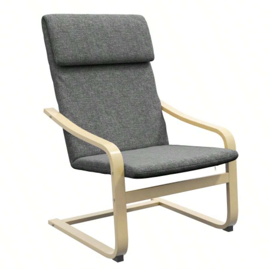 HOMCOM Relaxing Armchair, Chaise Longue With Headrest, Rocking Chair, Dining Chair, Linen Look, Dark Grey Birch Wood, 66.5 X 80 X 99 Cm For Living Room - Light Grey - View 1