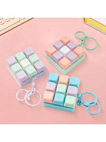 1pc Stress Relief Keyboard Keychain - A Fingertip Toy With Sound Effects That Can Effectively Relieve Stress And Has A Bright Macaron Color. The Appearance, Color And Design Are Very Attractive, Making It A Perfect Choice For Party Gifts, Presents And Gifts For Friends. - Multicolor - View 2