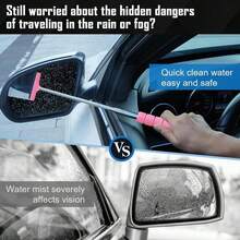1pc Multi-Color Multi-Function Car Rearview Mirror Glass Cleaner, Defogging, Scraper