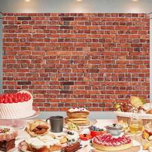 1件红色砖墙背景布，复古砖墙装饰，涤纶材质，适用于派对摄影背景、派对墙面装饰、生日装饰、节日派对用品、室内/室外派对装饰、庆典背景，多种尺寸可选，易于悬挂 - 彩色 - 查看 6