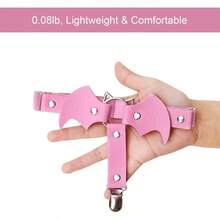 SLAW2pcs Adjustable Bat-Shaped Leg Garter With Anti-Slip Clips Elastic Gothic Thigh Ring Garter For Women And Girls - PinkGarter - Xem 4