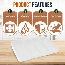 HAWTSilverware Organizer Adjustable And Expandable Utensil Tray For Kitchen Cutlery Storage Spoons Forks Knives Holder Storage Dividers Multipurpose Silverware Drawer Organizer For Dining Table - White - trắng - Xem 3