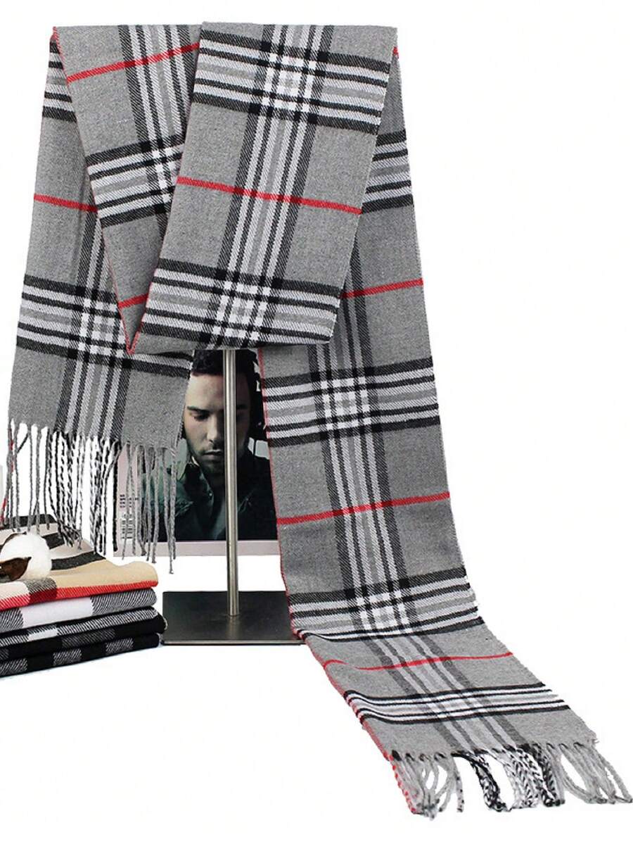 Classic Plaid Scarf, Versatile Boyfriend Gift, High-Quality Reversible Warm Scarf For Men And Women, Suitable For Autumn/Winter - Multicolor - View 1