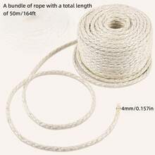 Dây thừng sisal trắng 50m/cuộn, Dây thay thế cho trụ cào móng cho mèo, Dây thừng cào móng cho mèo dày 4mm, Thích hợp cho trụ cào móng cho mèo, Cây, Bàn, Ghế, Bảo vệ đồ nội thất, Đồ thủ công DIY - 50 mét - Xem 2