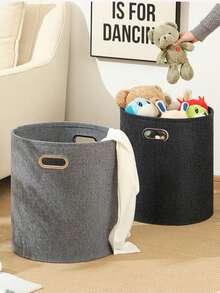 سلة تخزين من الشعر الاصطناعي قطعة واحدة، سلة غسيل ملابس كبيرة، دلو تخزين ألعاب منزلية سميك - رمادي - مشاهدة 4