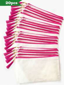 1个/5个（混色）帆布拉链流苏收纳包，旅行化妆包，化妆品收纳包，铅笔盒，DIY收纳袋，DIY礼物，化妆包，洗漱包，浴室用品，大学宿舍旅行必备，多功能化妆品收纳包，可爱手提包钱包收纳包，便携式化妆刷收纳包，带拉链，可存放口红、护肤品、手机、硬币和其他小物件，适合居家、旅行、海滩、泳池派对、度假和上学等场合。