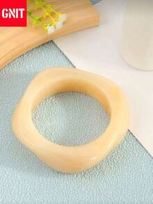 3pcs Set Exaggerated Asymmetric Semi-Transparent Acrylic Bracelet, Unique Versatile Design, Suitable For Women - Twisted Shape (transparent Brown + Beige + Orange) - View 12