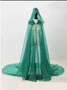 Women's Bridal Sheer Hooded Cloak Shawl Dress Robe, Halloween Costume, Wedding, Carnival, Valentine's Day Autumn Outfit - Multicolor - View 14