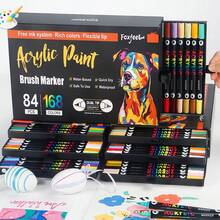 New Lauching Wolf Painting Drawing Dual Head Dual-Color Acrylic Marker Pen In 12/24/36/48/60/84 Pack By 24/48/72/96/120/168 Colors,Suitable For All Kinds Of Painting And Drawing - Multicolor - View 2