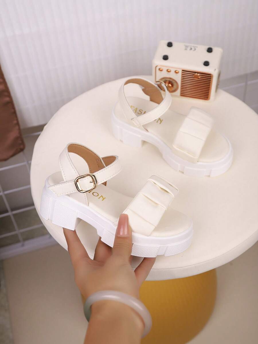 1 Pair Children's Fashion Simple Thick-Sole High Heel Sandals, Suitable For Summer