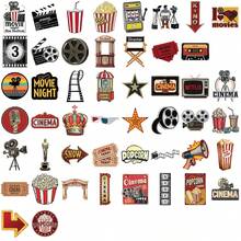 50Pcs Funny Cinema Stickers Scrapbook Aesthetic Stickers Pack Vintage Cartoon Cinema Stickers Cinema Camera Stickers Home Cinema Party Favors Journal Stickers Waterproof Vinyl Stickers Bulk For Water Bottle Skateboard Luggage Laptops Bumper Theme Party Supplies