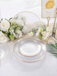 1/5件套白色透明龙鳞一次性餐具套装，7.5英寸，高品质一次性可重复使用，适用于派对、婚礼、生日、晚宴、万圣节、圣诞节等场合。 - 顏色/款式隨機出貨 - 查看 10