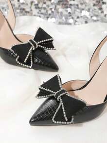 一对优雅水钻蝴蝶结鞋夹，适合高跟鞋，时尚鞋履配饰