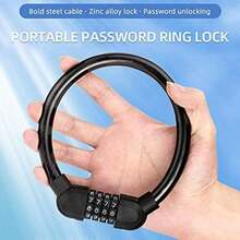 Keenso Candado con Contraseña de 4 Dígitos, Candado con Cable para Bicicleta Antirrobo Portátil, Candados Antirrobo para Bicicletas de Resistencia, Candado con Contraseña(negro) - Multicolor - Ver 8