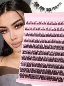 80 szt. rzęs w kępkach, pojedyncze rzęsy o pełnej objętości, naturalny wygląd, skręt D, 8-16 mm, sztuczne rzęsy DIY