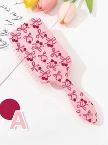 Perie de păr anti-netezire cu pernă de aer și imprimeu drăguț cu funde roz și cireșe - Multicolor - Vizualizare 5