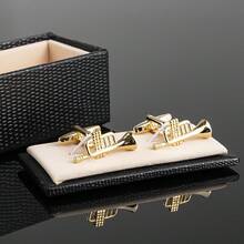 1 Pair French Shirt Cuff Links Gold Plated Copper Cuff Musical Instruments Cuff Links