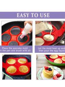 This Silicone Pancake Mold Set Includes 1 Mold, Which Can Be Used To Make Fried Eggs, Pancakes, Chocolates, As Well As Foods In Heart, Square, Plum Blossom, And Round Shapes. It Is Heat-Resistant, Easy To Clean, And Durable. - Multicolor - View 6
